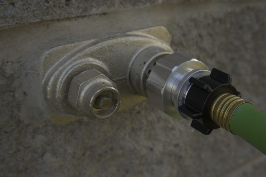 Garden watering setup using Hose Shark connector