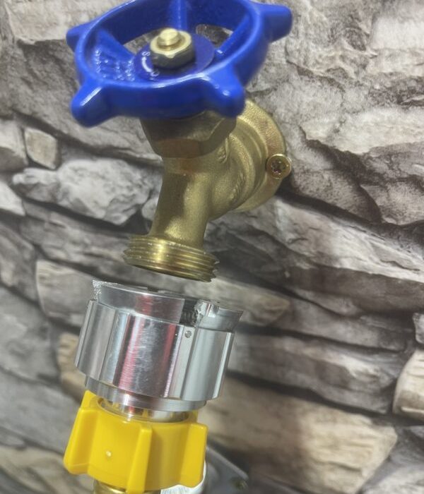 Hose Shark connector used in residential front yard